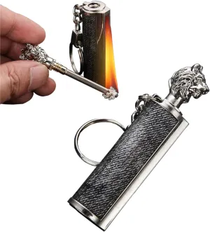 Retro Embossed Match Kerosene Lighter, Windproof and Waterproof, Keychain Design, Scratch-Resistant and wear-Resistant, Suitable for Camping/Hiking (Kerosene not Included)(Ancient silver1)