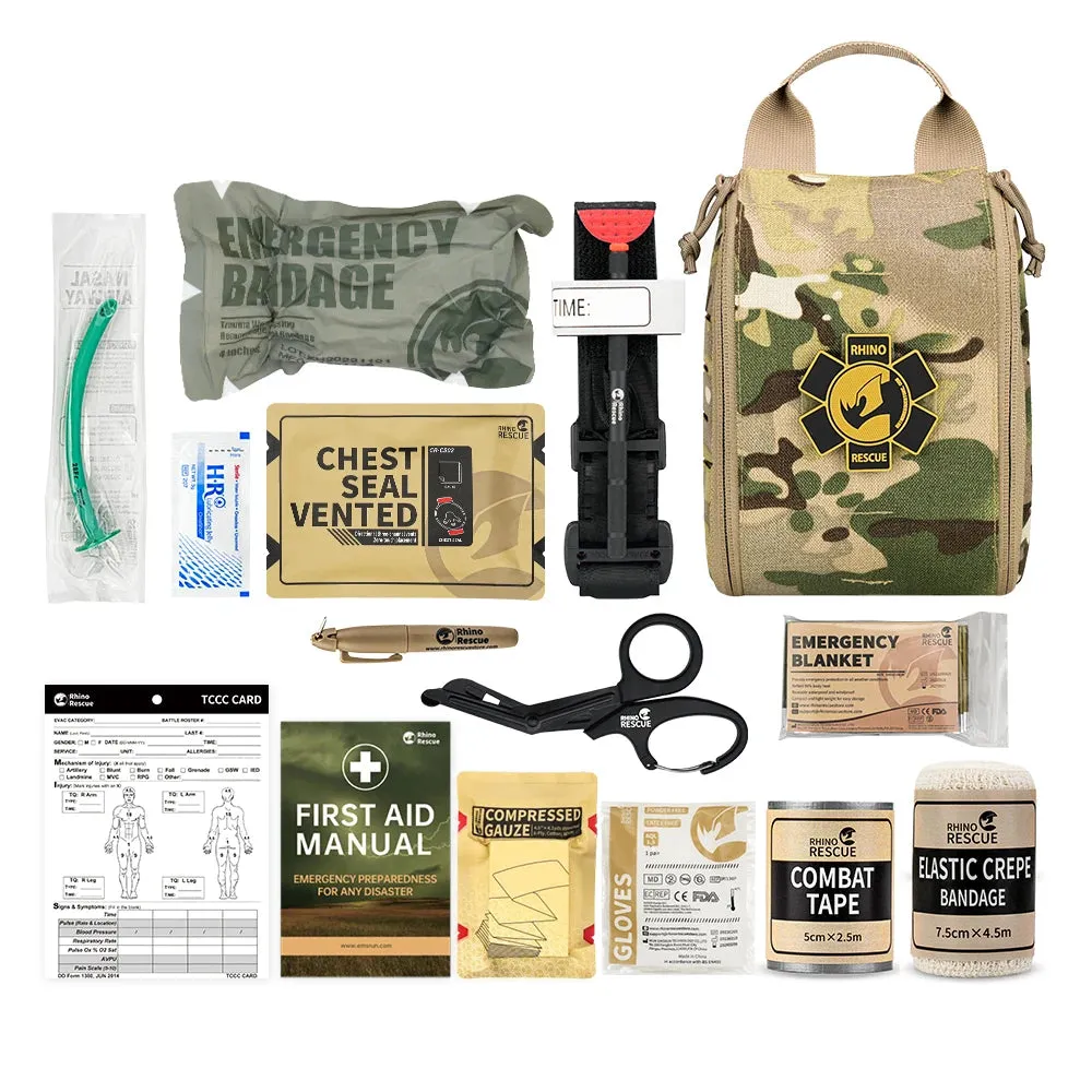RHINO RESCUE Tactical Trauma Kit – Emergency First Aid IFAK for Outdoor & Combat Use