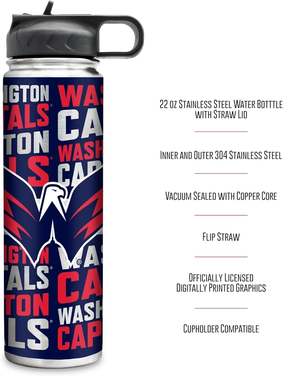 Rico Industries NHL Hockey Stainless Steel Tumbler with Lid - Great For Coffee, Tea, Water or Cocktails