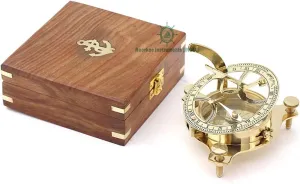 RII Nautical Vintage Directional Magnetic Sundial Compass with Famous Scripture Quote Engraved Baptism Gifts with Leather/Wooden Case for Loved Ones, Son, Love, Partner