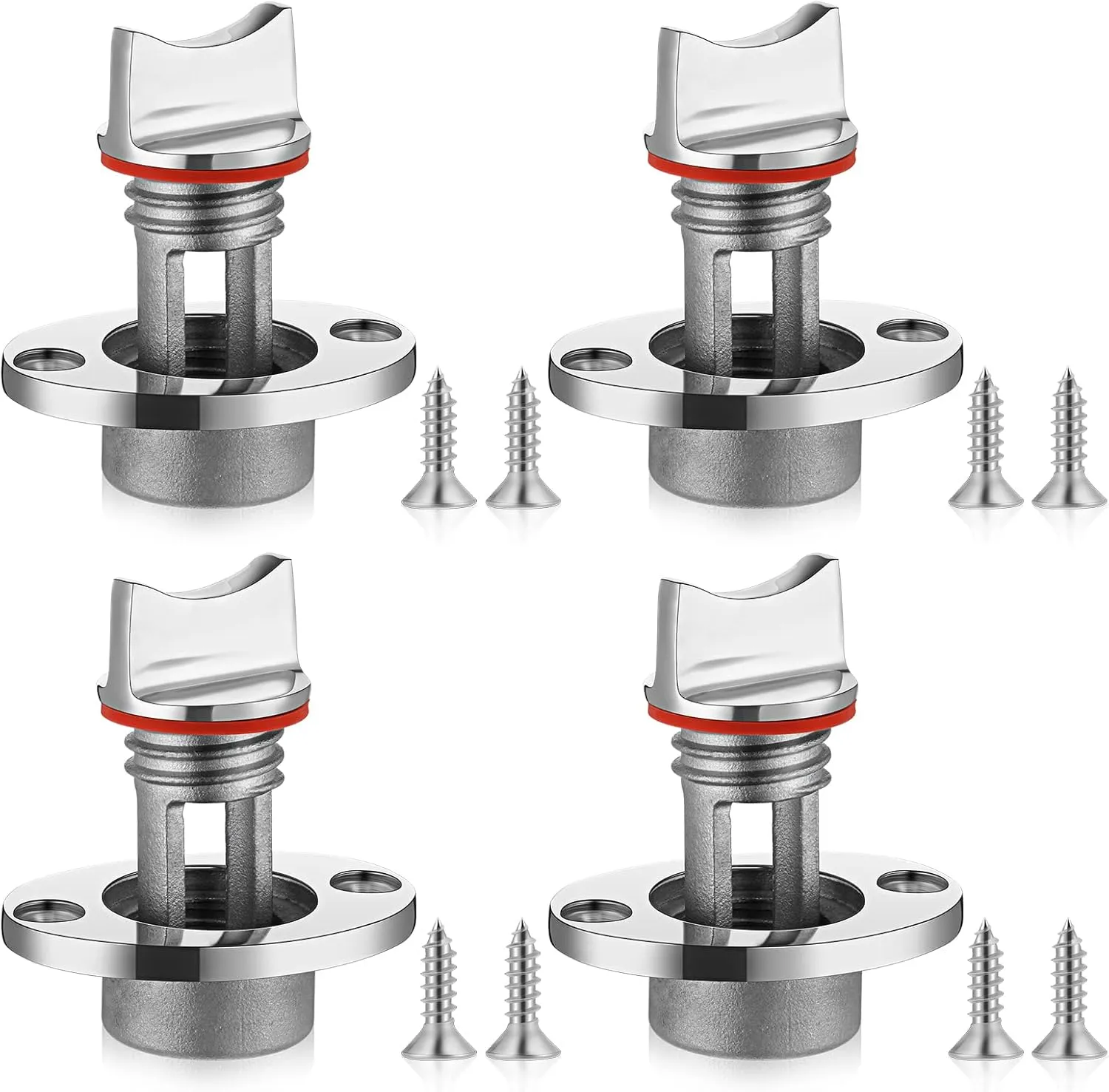 Ripeng 4 Pcs Boat Drain Plug Oval Garboard Transom Stainless Steel Marine Drain Plug Kit with Waterproof Seal Ring for 1 Inch Hole, Thread for 3/4 Inch