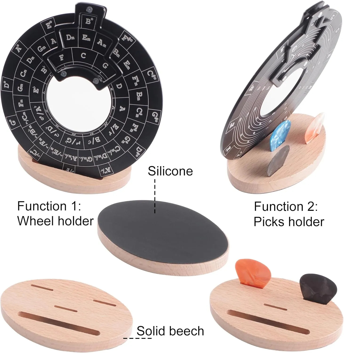 Rockhouse Circle of Fifths Wheel Metal Melody Tool Chord Wheel with Stand Holder - Music Theory Learning Tool for Guitar Piano Musicians Songwriting