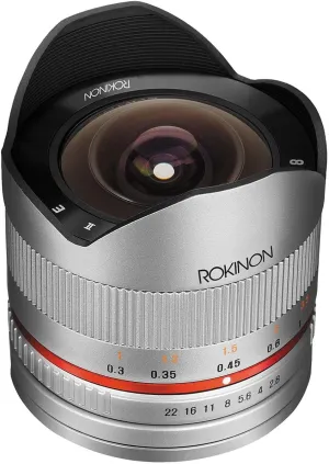 Rokinon RK8MS-E 8mm F2.8 Series 2 Fisheye Lens for Sony E Cameras, Silver