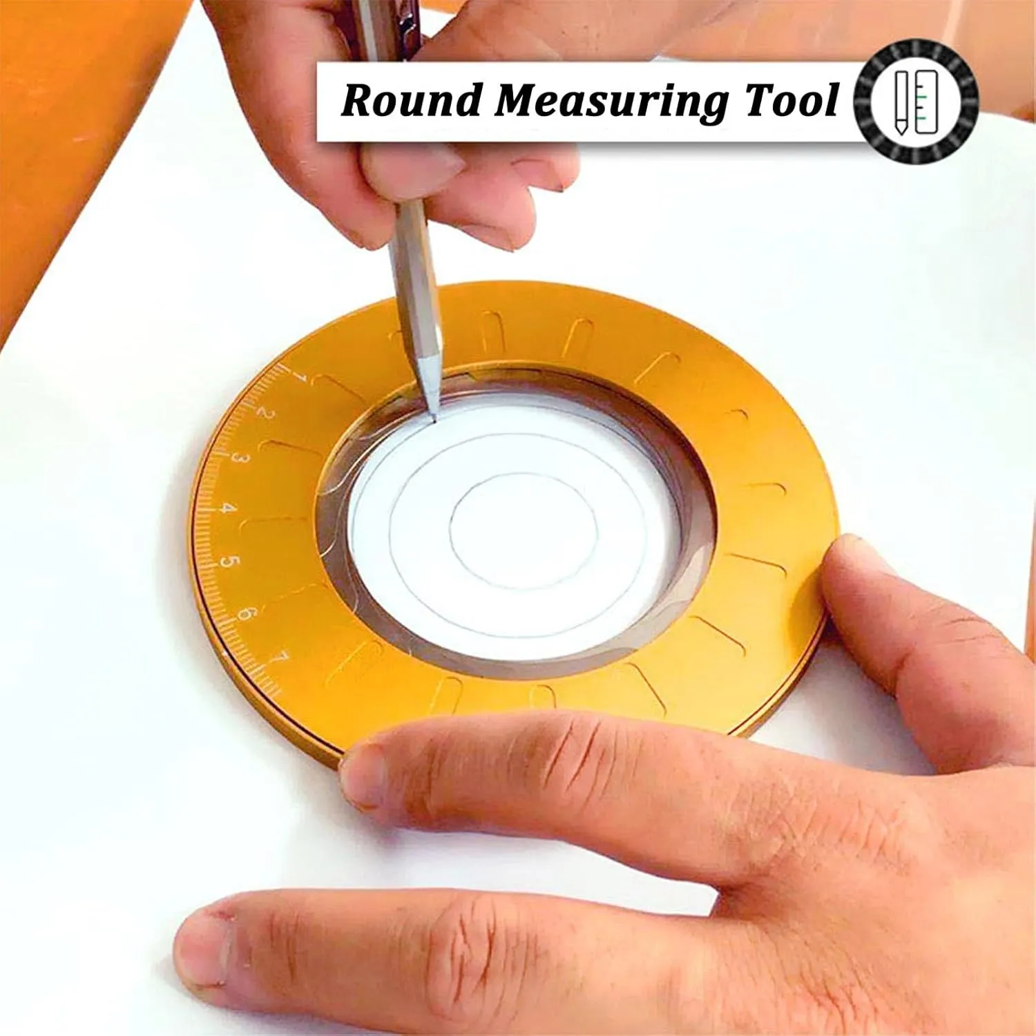 Round Measuring Tool, Adjustable Circle Maker & Pipe Diameter Measuring Tool, Aluminum Alloy & Stainless Steel, 4.92 Inch