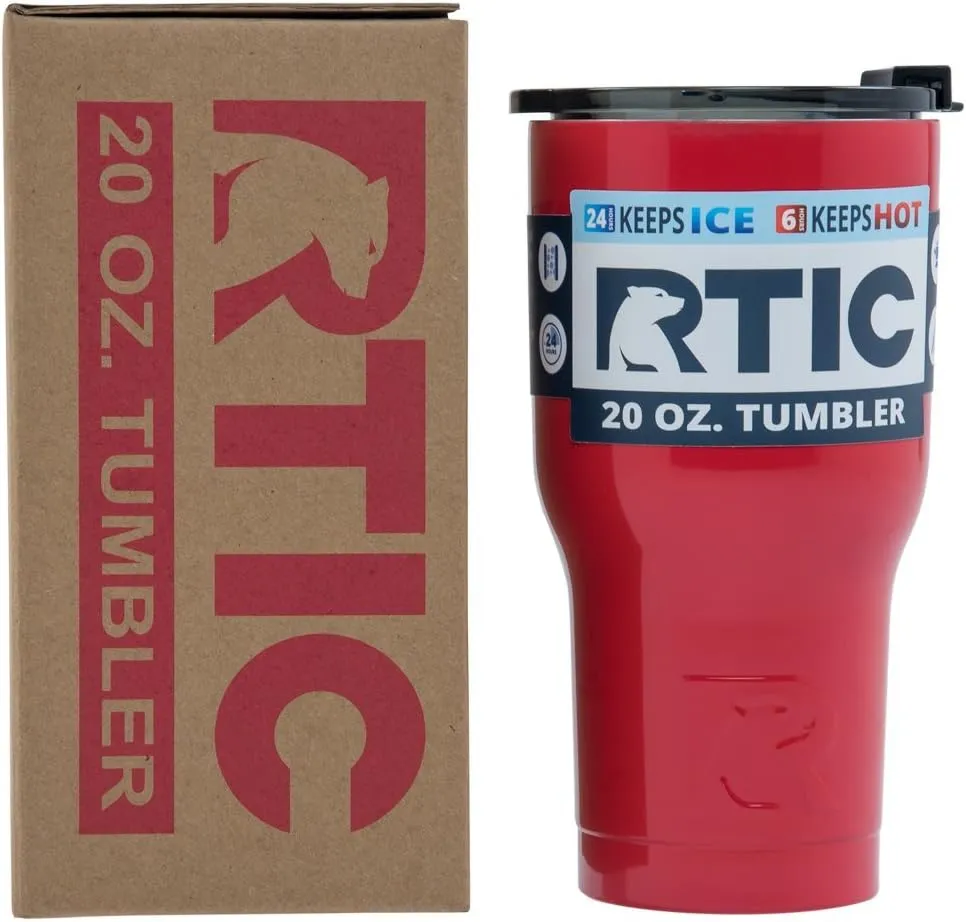 RTIC Double Wall Vacuum Insulated Tumbler, 20 oz, Red