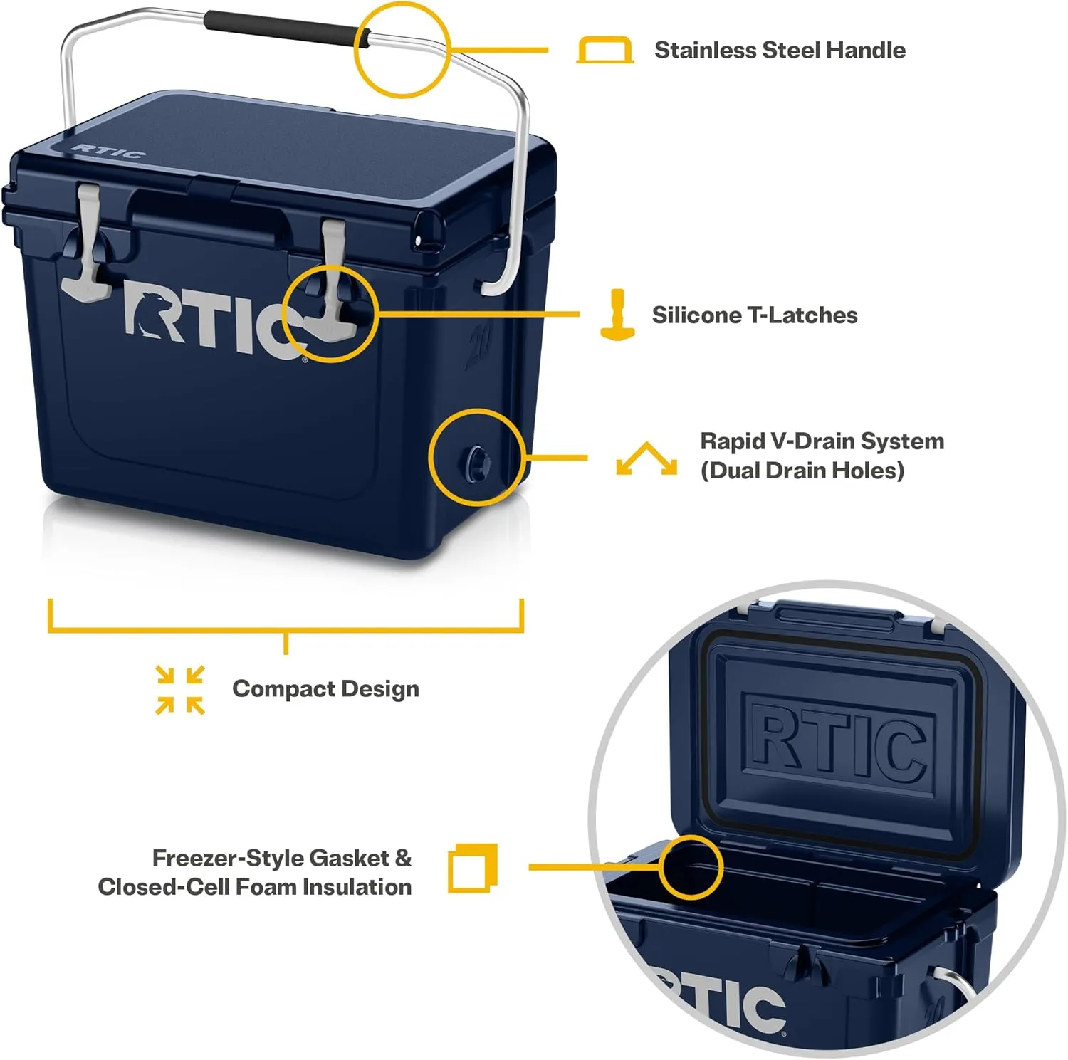 RTIC Ultra-Tough Cooler, Hard Insulated Ice Chest Box for Beach, Drink, Beverage, Camping, Picnic, Fishing, Boat, Barbecue