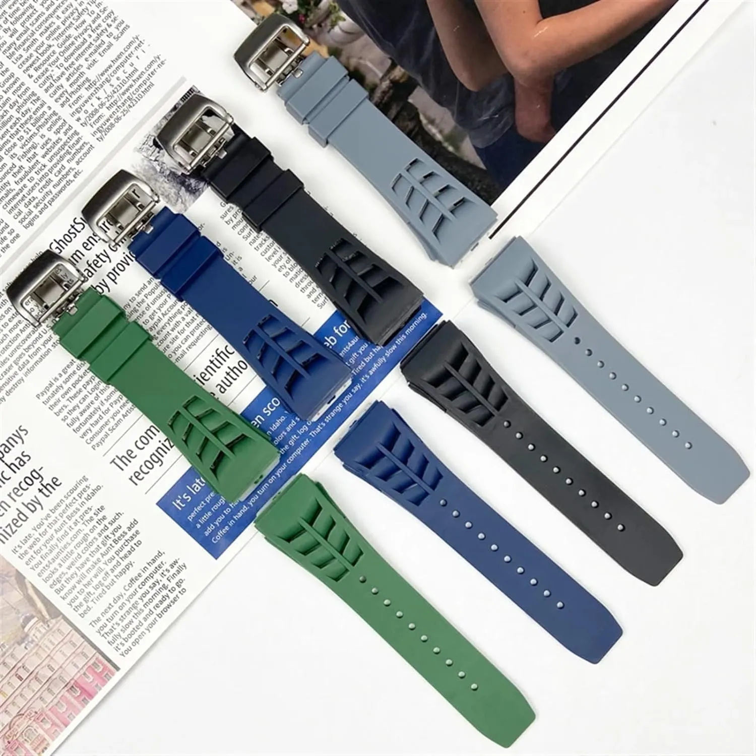 Rubber Watch Band For Richard Mille Strap With Stainless Steel Folding Buckle Watch Replacement Accessories