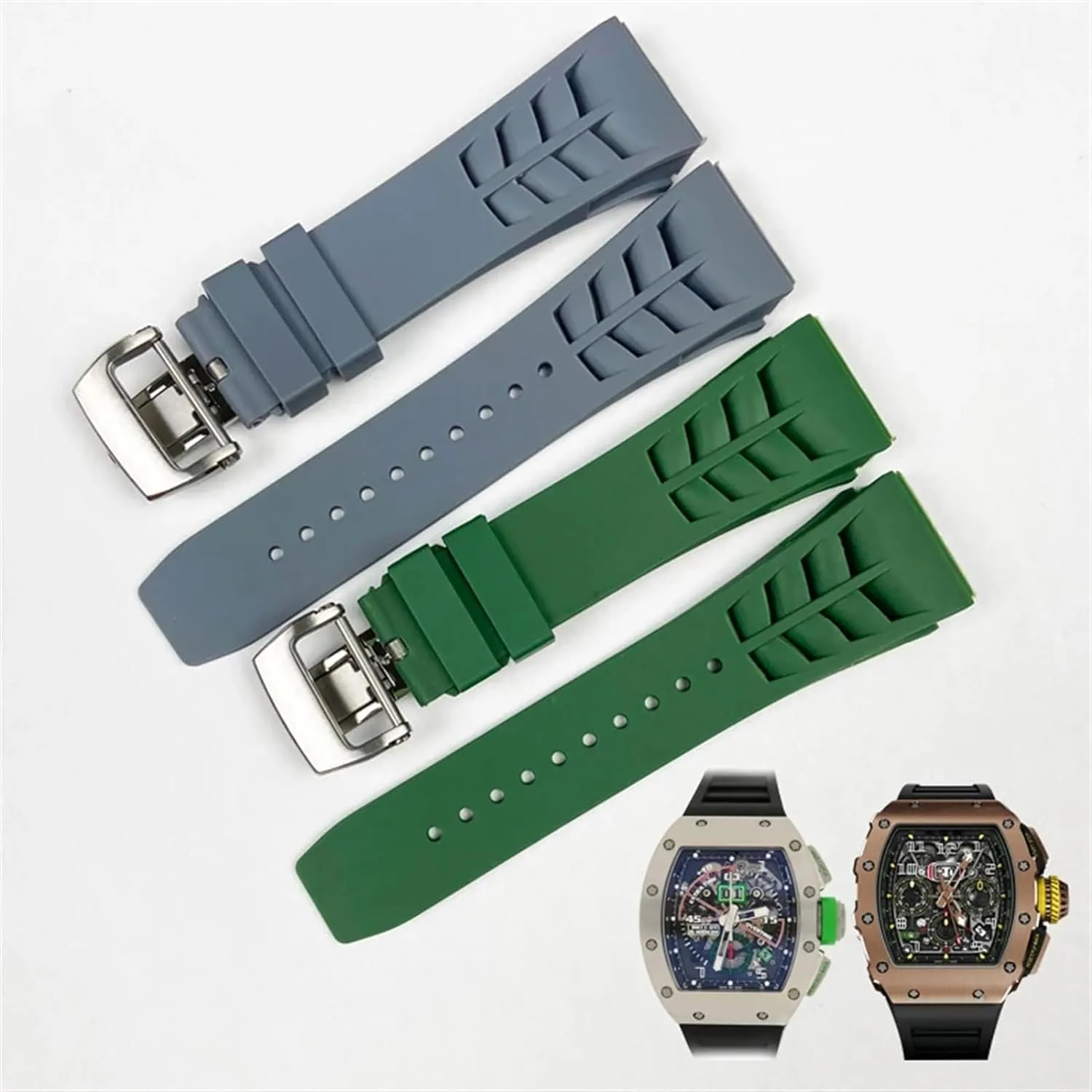 Rubber Watch Band For Richard Mille Strap With Stainless Steel Folding Buckle Watch Replacement Accessories