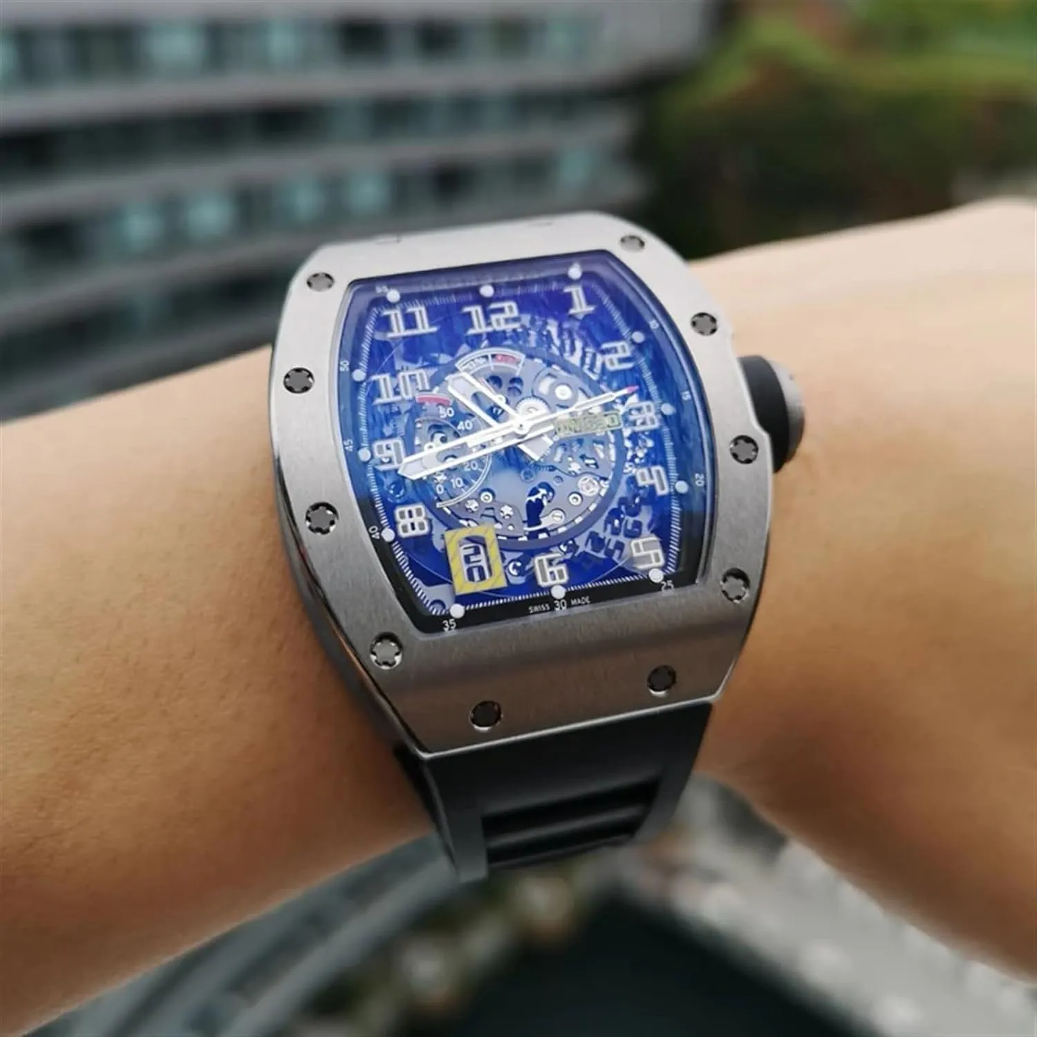Rubber Watch Band For Richard Mille Strap With Stainless Steel Folding Buckle Watch Replacement Accessories