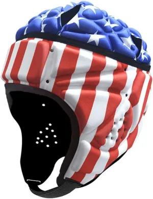 Rugby Helmet Soft Padded Football Headguard British Anti-Collision Scrum Cap with Adjustable Chin Strap Flag Football Soccer Hockey Head Protector Headgear for Adult Youth