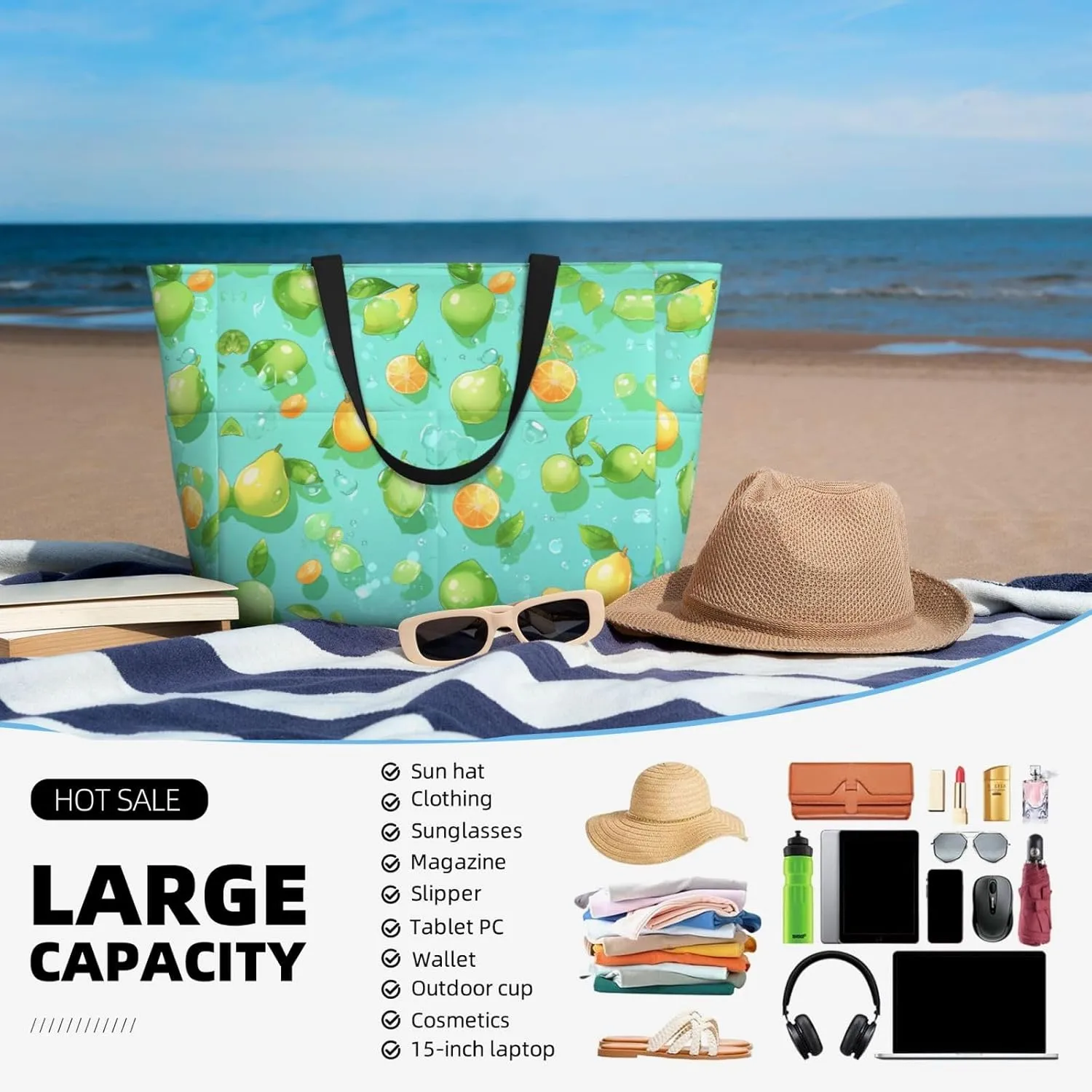 Rugby On Fire Spacious Large Capacity Beach Travel Bag - Foldable Beach Bag Tote Bag With Zipper