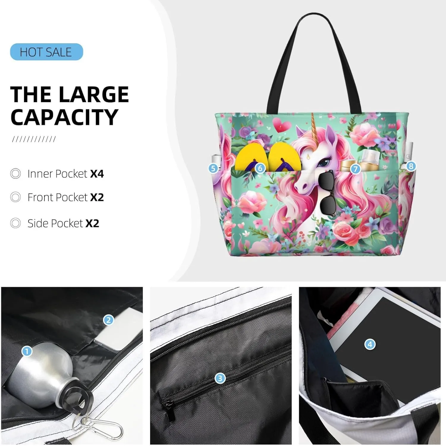 Rugby On Fire Spacious Large Capacity Beach Travel Bag - Foldable Beach Bag Tote Bag With Zipper