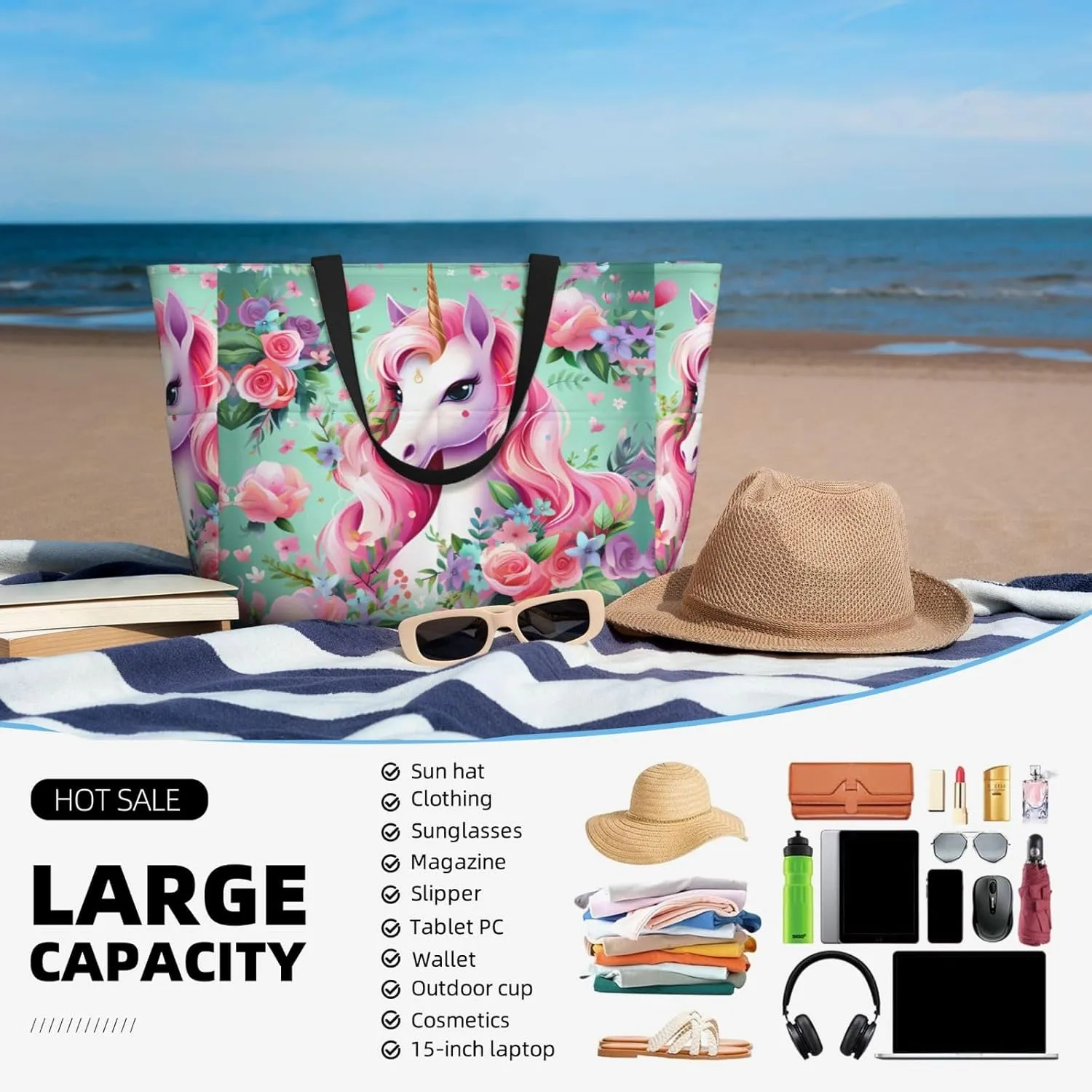 Rugby On Fire Spacious Large Capacity Beach Travel Bag - Foldable Beach Bag Tote Bag With Zipper