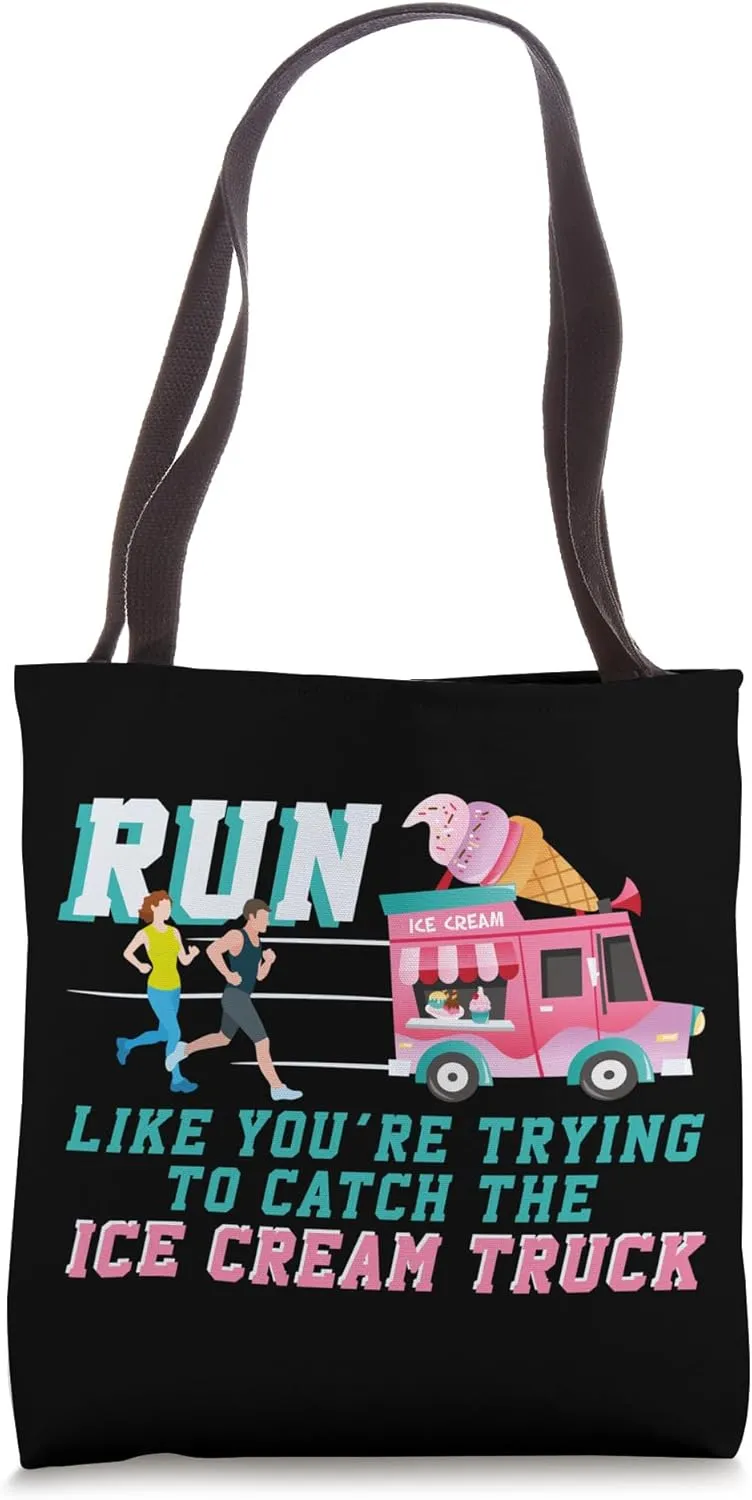 Running Runner Half Marathon Watching Spectator Iee Cream Tote Bag