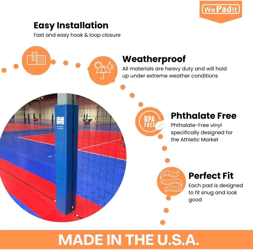 Safety Pole Pad, for Square Pole Only, 4 FT Tall, 1” Thick Foam, Weatherproof, UV-Resistant, Hook/Loop Closure