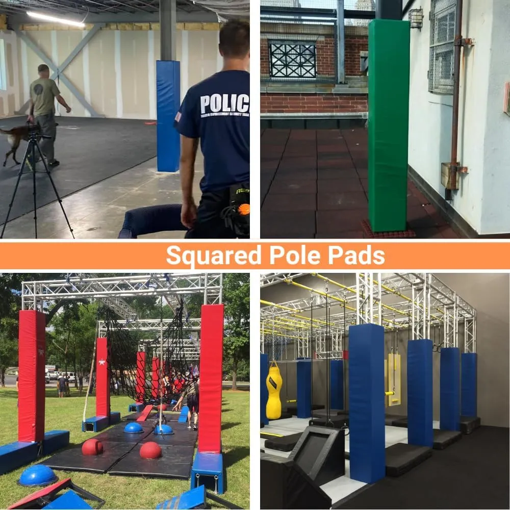 Safety Pole Pad, for Square Pole Only, 4 FT Tall, 1” Thick Foam, Weatherproof, UV-Resistant, Hook/Loop Closure