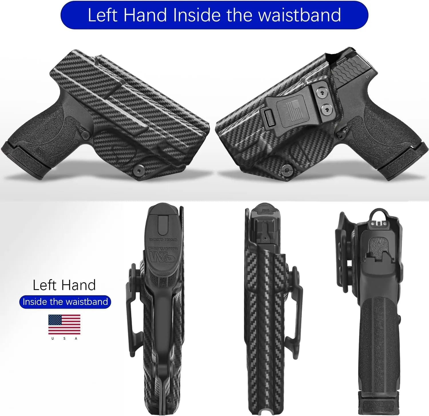 S&W M&P Shield Plus Holster IWB Kydex Fit: Smith & Wesson M&P Shield Plus / M2.0 / M1.0-9mm / .40 S&W 3.1" Barrel – Inside Waistband Concealed Carry – Adj. Cant & 'Posi-Click' Retention – US Made