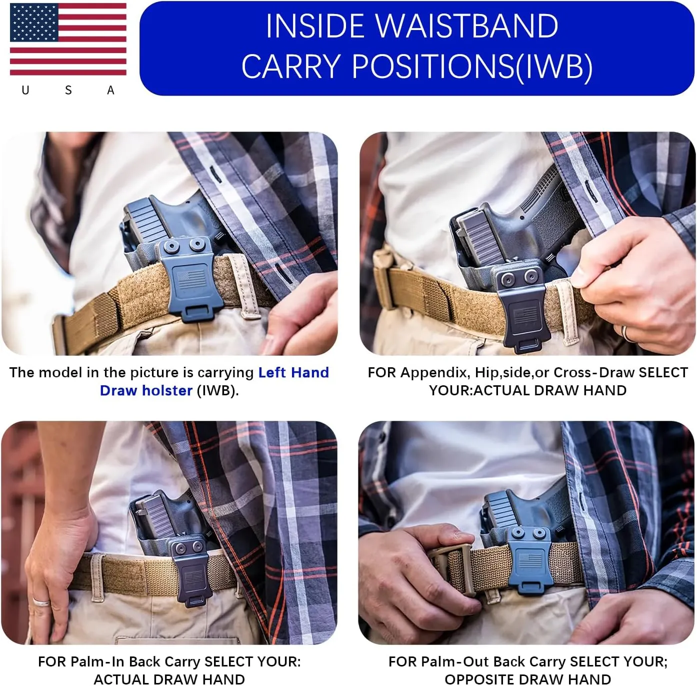 S&W M&P Shield Plus Holster IWB Kydex Fit: Smith & Wesson M&P Shield Plus / M2.0 / M1.0-9mm / .40 S&W 3.1" Barrel – Inside Waistband Concealed Carry – Adj. Cant & 'Posi-Click' Retention – US Made