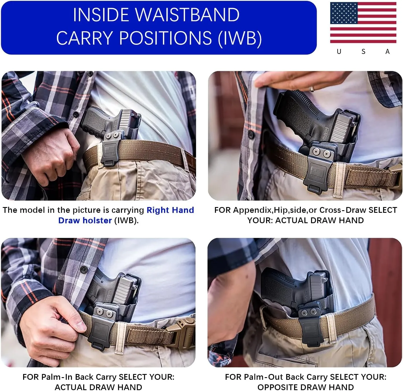 S&W M&P Shield Plus Holster IWB Kydex Fit: Smith & Wesson M&P Shield Plus / M2.0 / M1.0-9mm / .40 S&W 3.1" Barrel – Inside Waistband Concealed Carry – Adj. Cant & 'Posi-Click' Retention – US Made