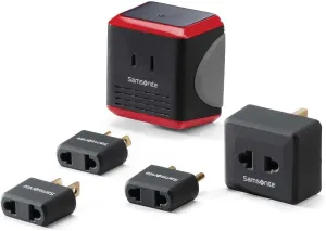 Samsonite Converter/Adapter Kit With Pouch, Black/Red, One Size