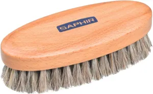 SAPHIR Oval Horsehair Brush - Shoe Polish - for Cleaning, Polishing & Buffing Leather Shoes - Brown Bristles - 5” (13.5cm)