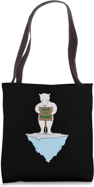 Save the Planet Polar Bear on Ice Floe Tote Bag