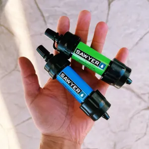 Sawyer MINI Water Filter 2-Pack (Blue & Green) - Ultralight 0.1 Micron Survival Water Purifier