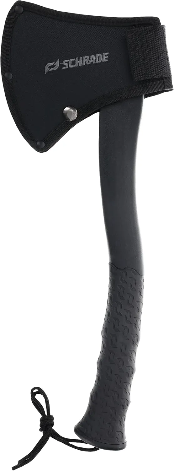 Schrade Bedrock Magnum 15.7in Survival Axe with 4.2in Stainless Steel Blade and TPR Rubber Handle for Outdoor Survival