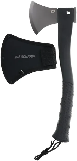 Schrade Bedrock Magnum 15.7in Survival Axe with 4.2in Stainless Steel Blade and TPR Rubber Handle for Outdoor Survival