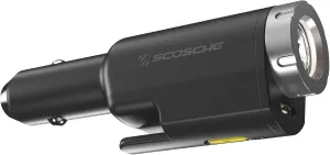 Scosche PB5N1 GoBat Pro 5-in-1 Vehicle Safety Kit, Emergency Car Escape Tool with Seatbelt Cutter, Glass Window Breaker, LED Flashlight, 12W USB-C Car Charger and Portable Power Bank