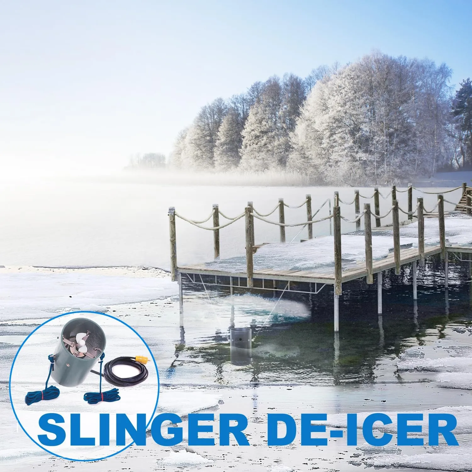 Scott Aerator Slinger De-Icer for Lakes & Ponds | 1/3 Horse Power 230V Stainless Steel | 100 ft. Electric Corded Cable Included | Made in USA