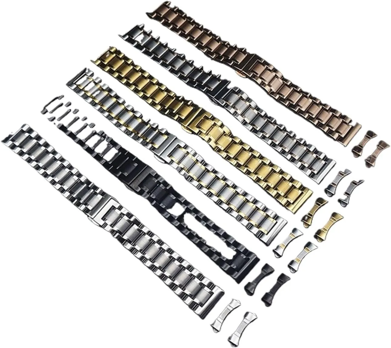 SDFFGHJ 12mm 14mm 16mm 18mm 20mm 22mm 24mm Width Watch Band Stainless Steel Strap Five-bead Diving Steel Strap Watch Accessories Tool