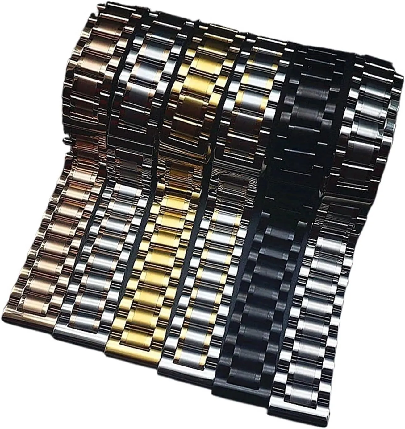 SDFFGHJ 12mm 14mm 16mm 18mm 20mm 22mm 24mm Width Watch Band Stainless Steel Strap Five-bead Diving Steel Strap Watch Accessories Tool