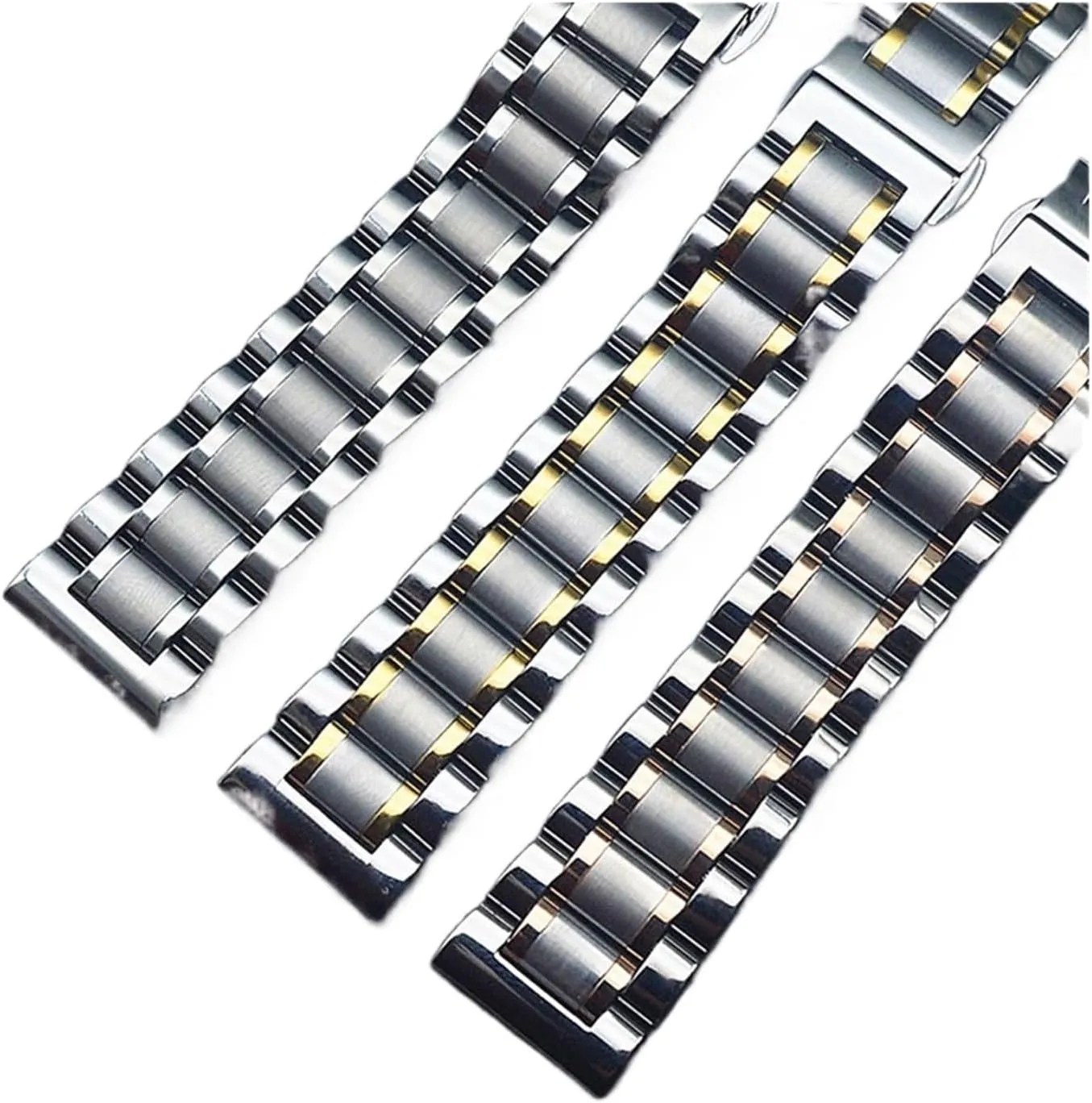 SDFFGHJ 12mm 14mm 16mm 18mm 20mm 22mm 24mm Width Watch Band Stainless Steel Strap Five-bead Diving Steel Strap Watch Accessories Tool