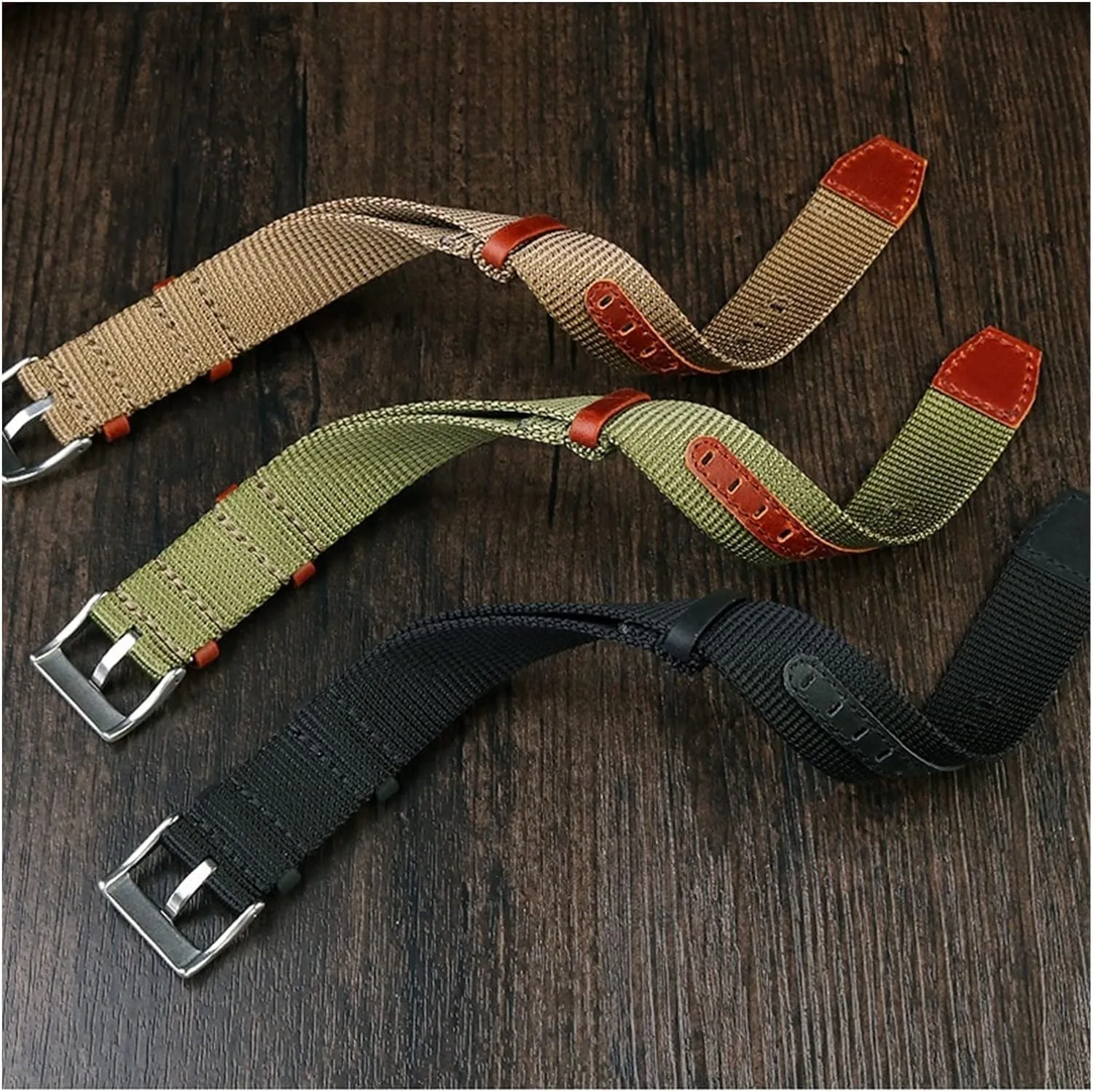 Seat Belt Leather Nylon Watch Band for Seiko Heavy Strap Replacement Watch Bracelet