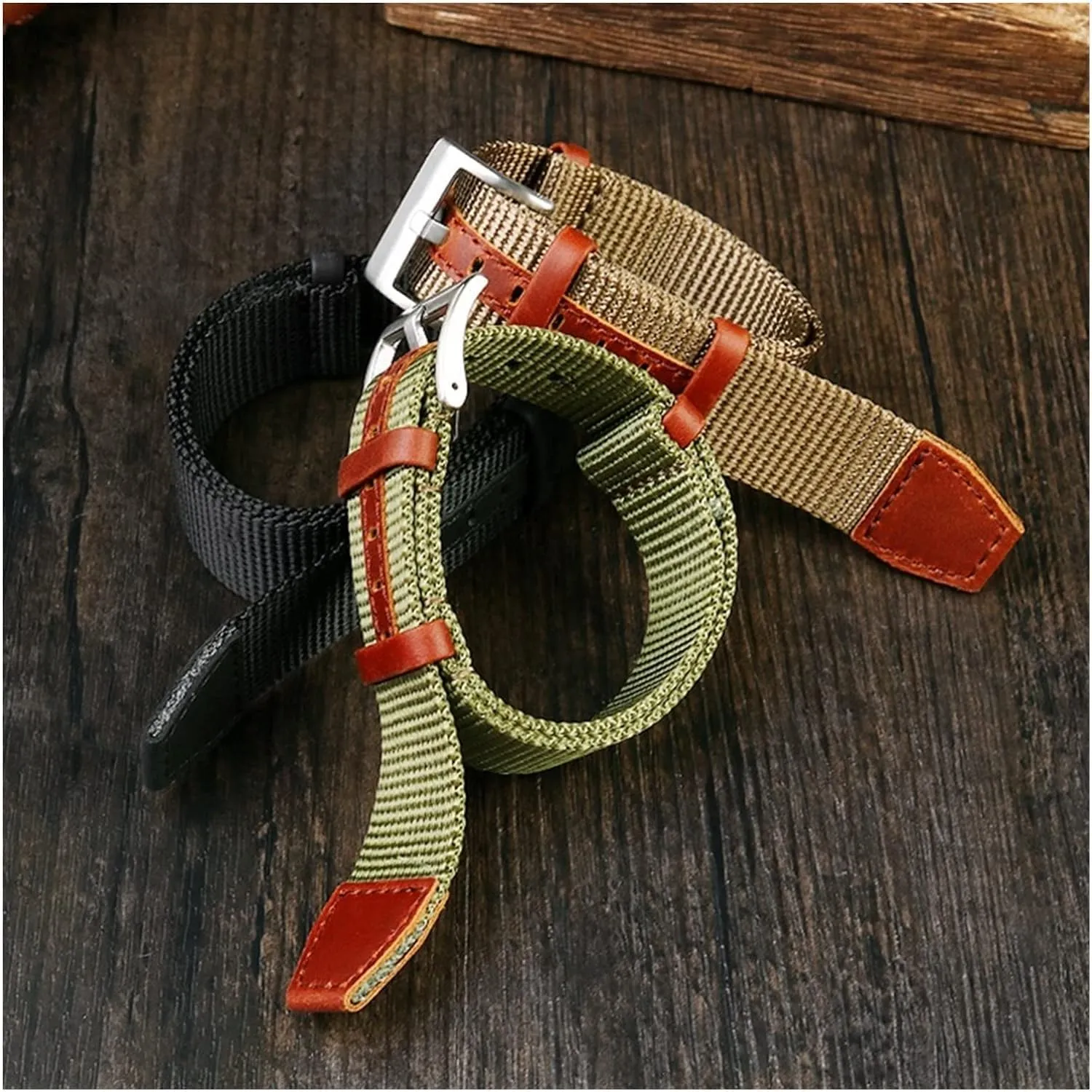 Seat Belt Leather Nylon Watch Band for Seiko Heavy Strap Replacement Watch Bracelet