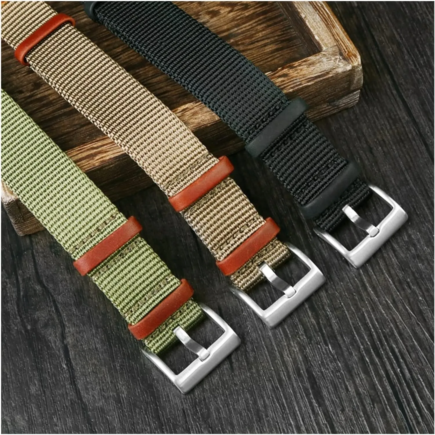 Seat Belt Leather Nylon Watch Band for Seiko Heavy Strap Replacement Watch Bracelet