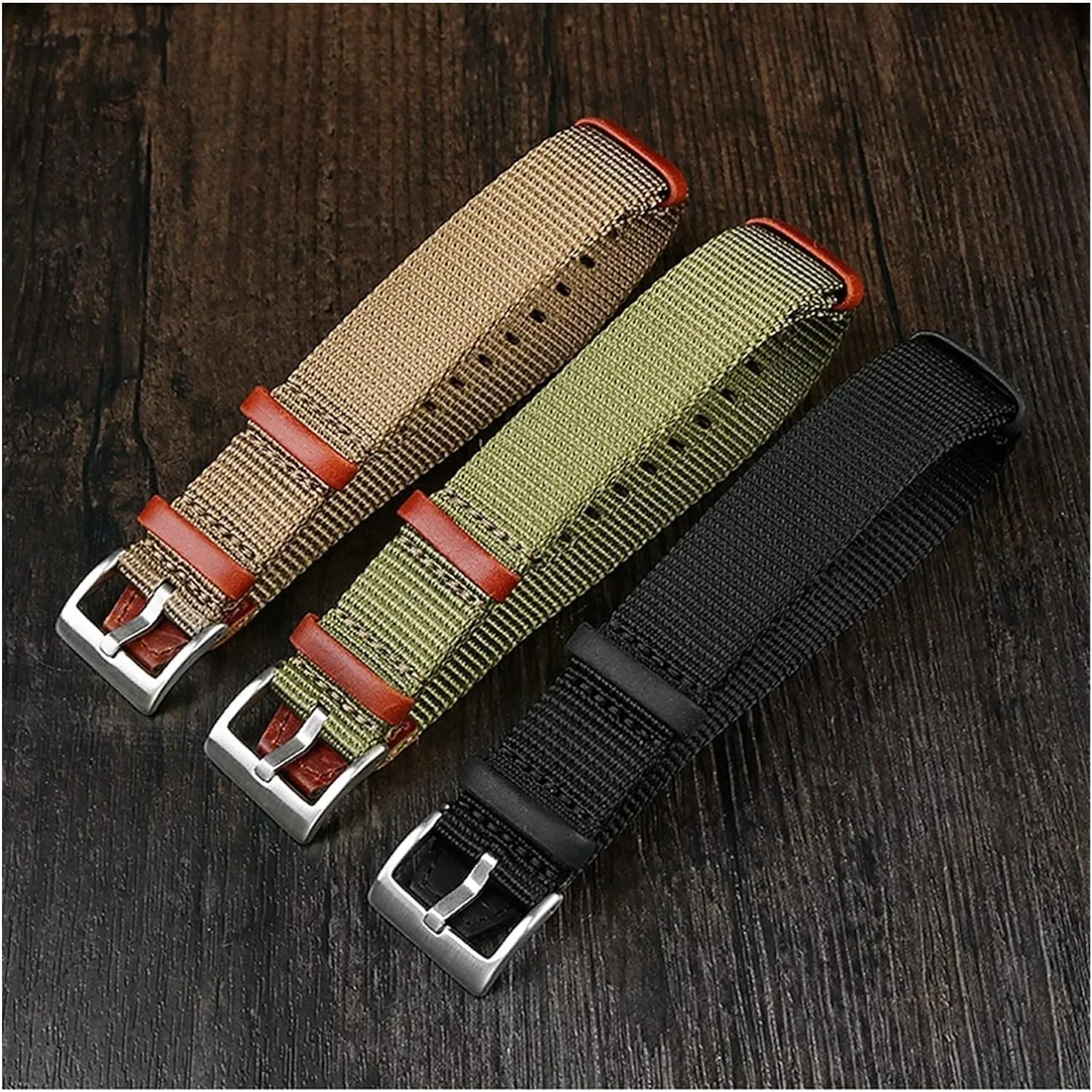 Seat Belt Leather Nylon Watch Band for Seiko Heavy Strap Replacement Watch Bracelet