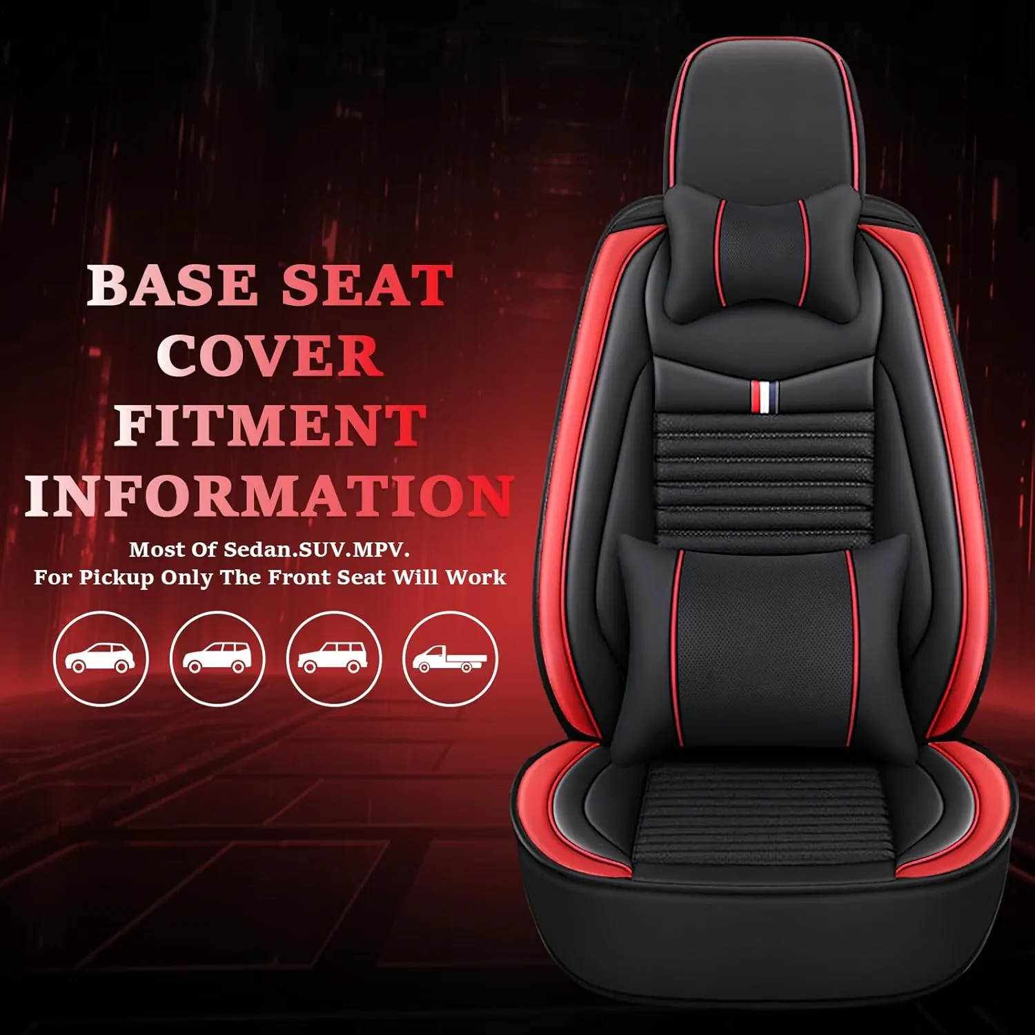 Seat Covers Fit for Nissan Kicks 2018-2024,5 Seats Custom Fit Leather Cover Protector Cushion,Automotive Vehicle Auto Interior Covers(Black Red,Premium Full Set with Pillow)