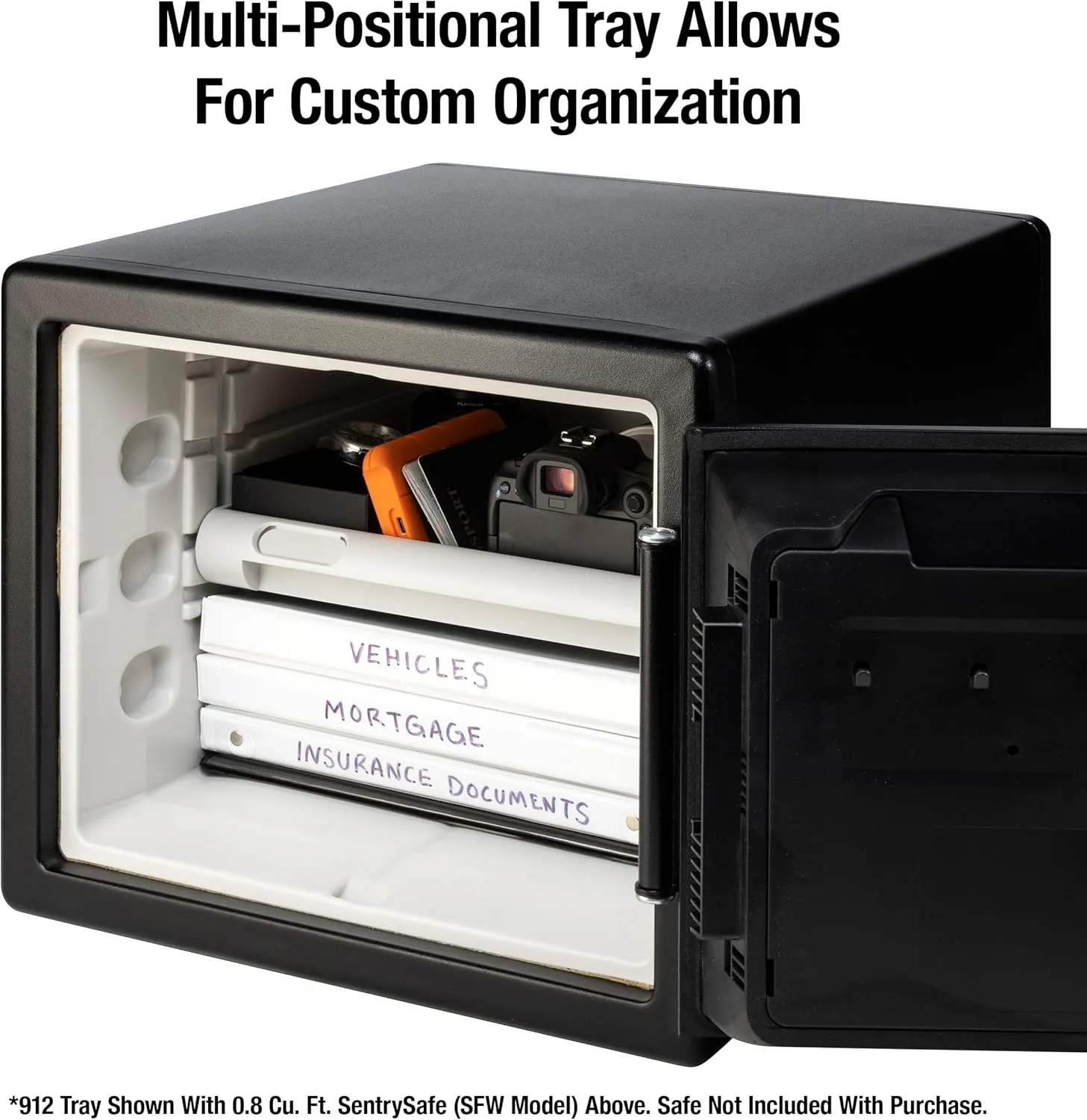 SentrySafe Shelf Insert for SFW082 and SFW123 Fireproof and Waterproof Safes, Multi-Positional White Safe Tray Accessory for 0.8 and 1.2 Cubic Feet Safes, 912