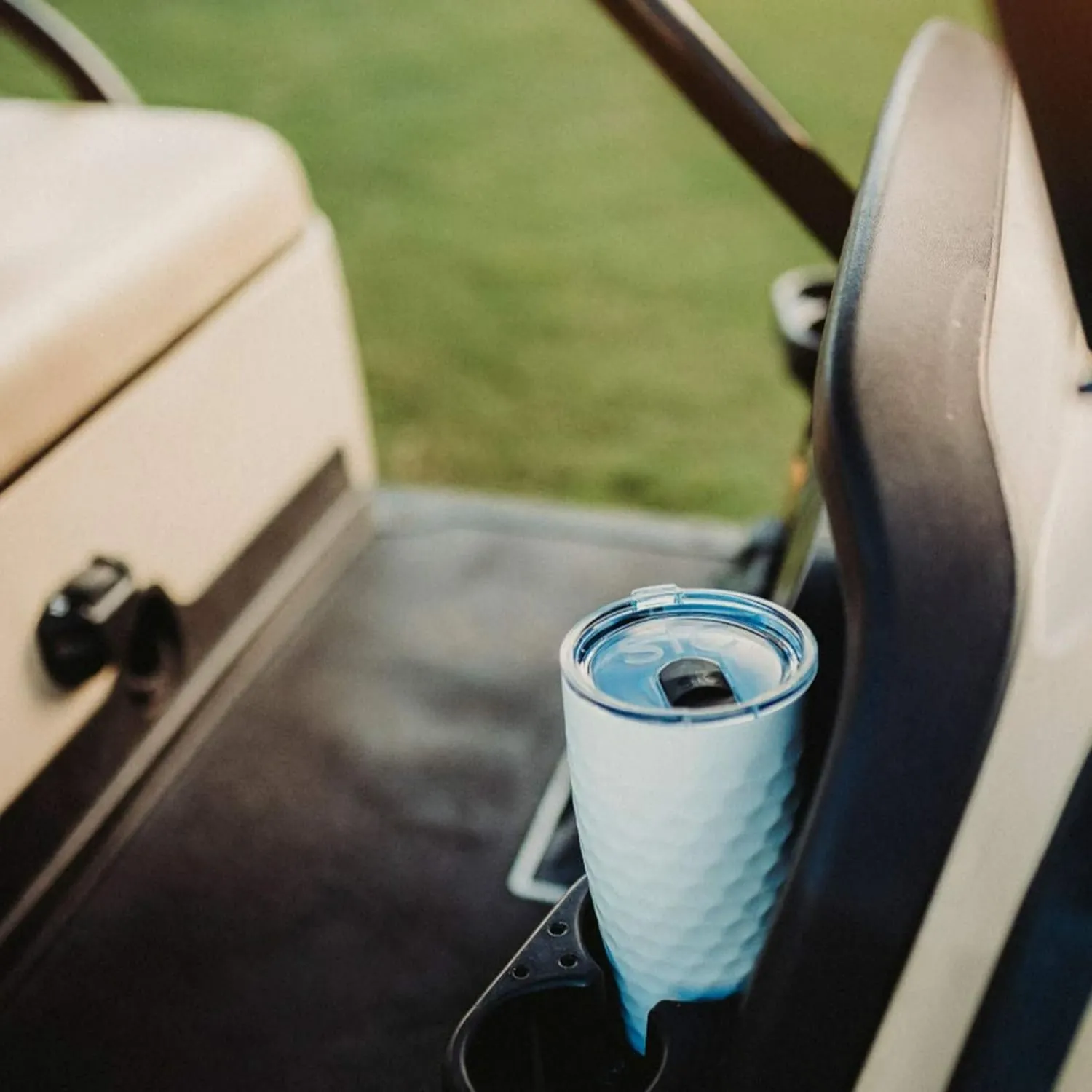 Seriously Ice Cold SIC 20 Oz. Double Wall Vacuum Insulated 18/8 Stainless Steel Travel Tumbler Mug | Powder Coated with Splash Proof BPA Free Lid | Coffee, Tea, Wine, and Cocktails (Dimpled Golf)