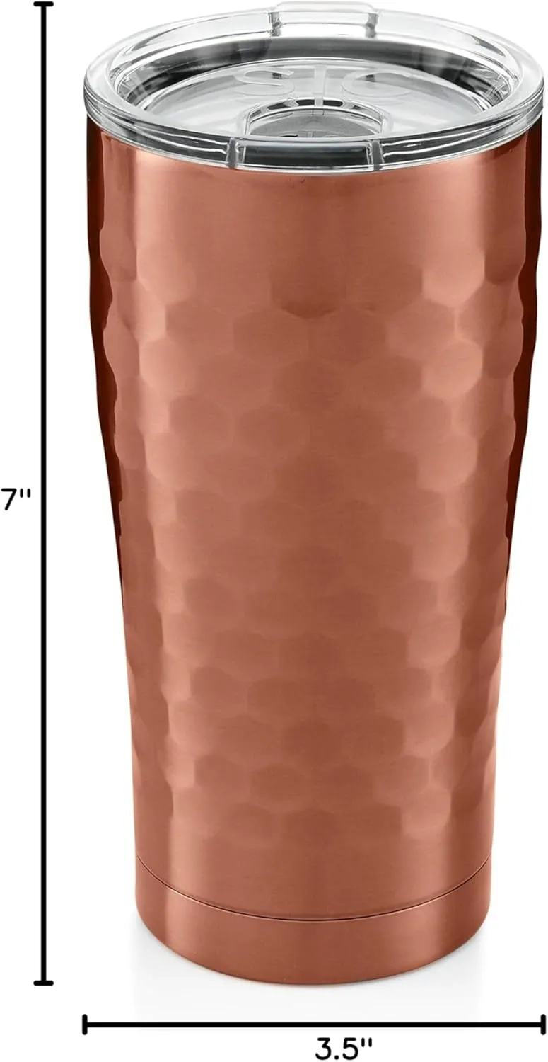 Seriously Ice Cold SIC 20 Oz. Double Wall Vacuum Insulated 18/8 Stainless Steel Travel Tumbler Mug | Powder Coated with Splash Proof BPA Free Lid | Coffee, Tea, Wine, and Cocktails (Hammered Copper)