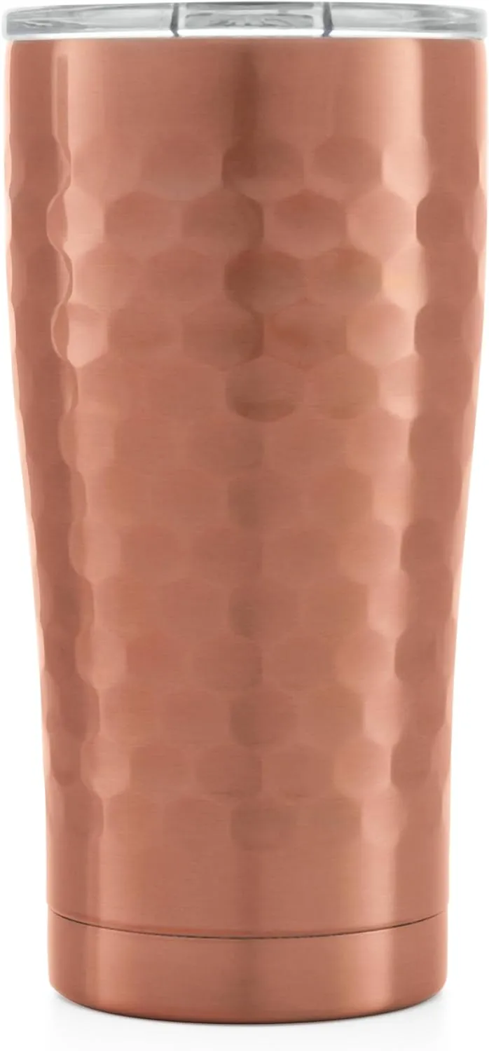 Seriously Ice Cold SIC 20 Oz. Double Wall Vacuum Insulated 18/8 Stainless Steel Travel Tumbler Mug | Powder Coated with Splash Proof BPA Free Lid | Coffee, Tea, Wine, and Cocktails (Hammered Copper)