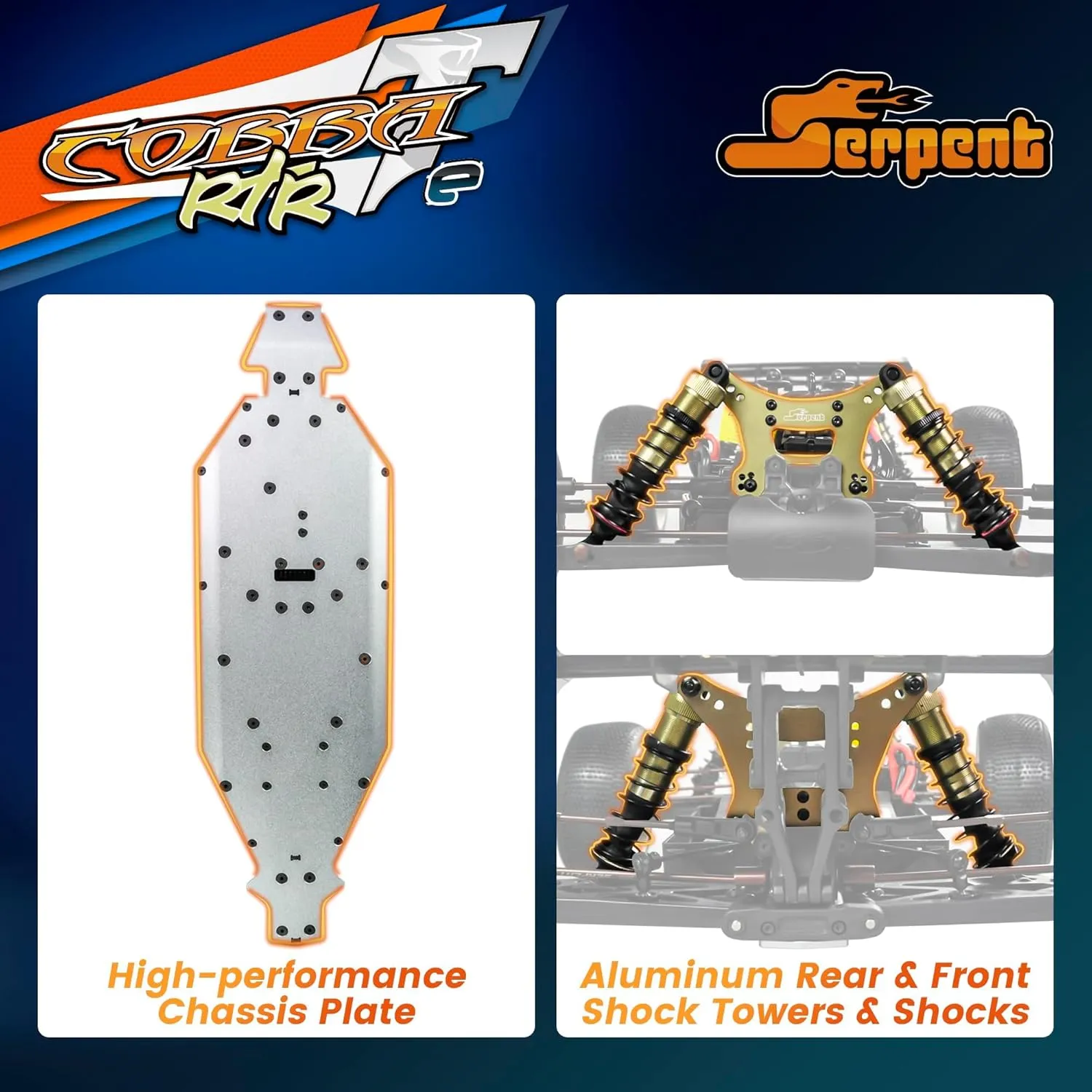 Serpent 1/8 Off-Road Truggy-e RTR, High Speed, Long Life, High-Performance Electric Truggy Kit, Battery and Charger Excluded, Orange (Green)