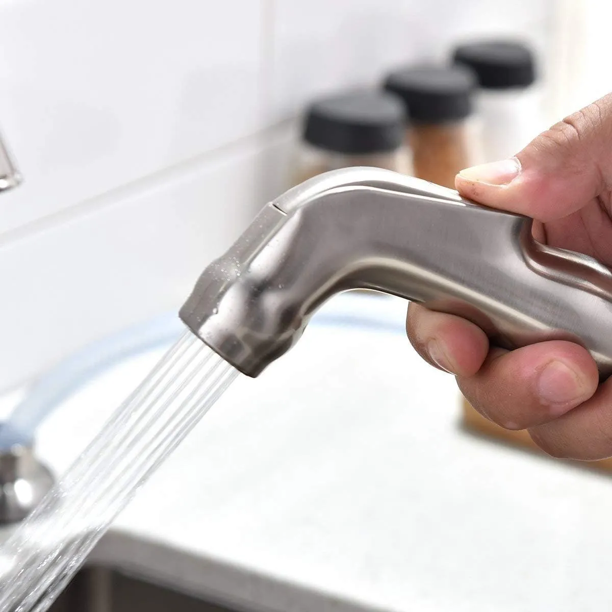SHACO Kitchen Faucet with Side Sprayer, Stainless Steel 2 Handle Kitchen Sink Faucet with Water Supply Line, Brushed Nickel High Arch 360 Swivel Kitchen Faucet for Sink 3 Hole 4 Hole