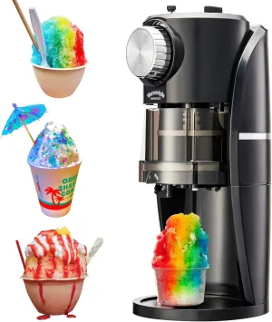 Shaved Ice Machine - Snow Cone Machine Equipped With Stainless Steel Blade Adjustment Knob to Freely Adjust the Thickness of the Snowflakes and 2 Reusable Plastic Ice Mold Cup