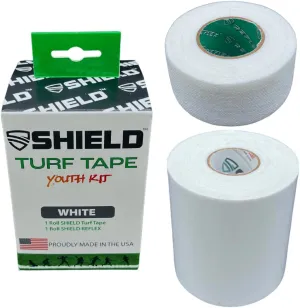 Shield Turf Tape Youth Kit Football | Turf Tape Flag Football, USA Made, 3 Inch Wide, 4-Way Stretch Flexibility, Waterproof, Reflex Stretch Tape, White