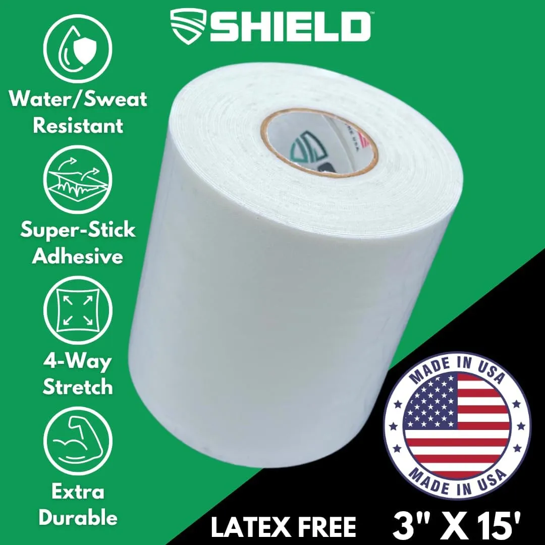 Shield Turf Tape Youth Kit Football | Turf Tape Flag Football, USA Made, 3 Inch Wide, 4-Way Stretch Flexibility, Waterproof, Reflex Stretch Tape, White