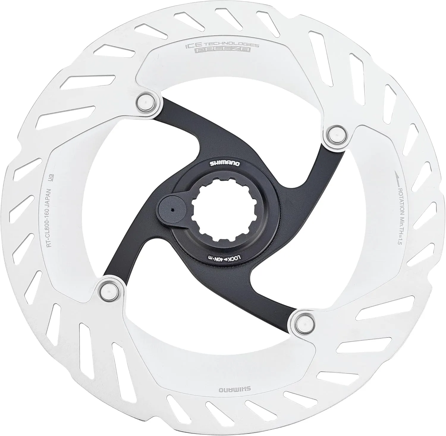 Shimano Ultegra RT-CL800 Ice Tech FREEZA rotor with internal lockring and magnet, 160 mm, Silver