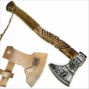 SHINY CRAFTS-Viking Axe Bearded Axe Tomahawk Birthday Gifts-Hatchet,Throwing Axes Gifts for him Wood Working Tool Viking Gifts for Men Camping Hatchet Tomahawk with Sheath (SCA 14)